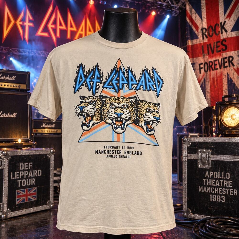 Def Leppard 1983 Manchester Apollo Concert T Shirt XL Pyromania 2023 Licensed